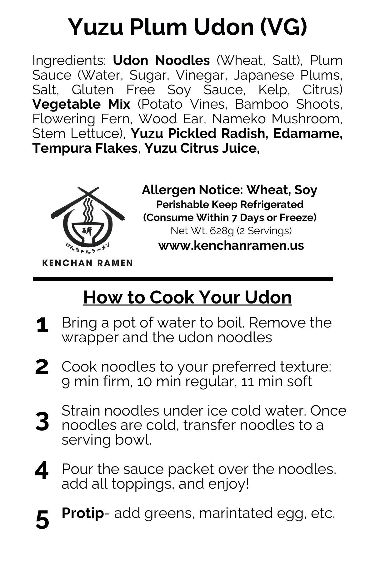 Yuzu Ume Cold Udon (SEASONAL ITEM) (2 servings)